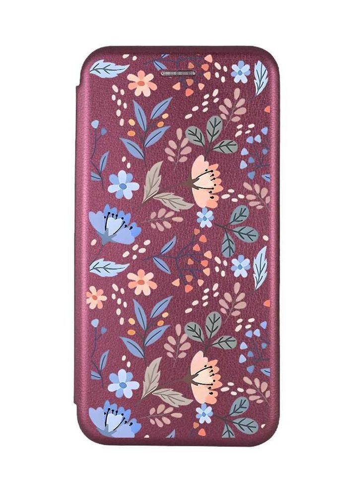 Чохол-книжка з малюнком для Samsung Galaxy A25 (A256) Бордовий:: Квітковий фон (принт 371) G-Case (360682624)
