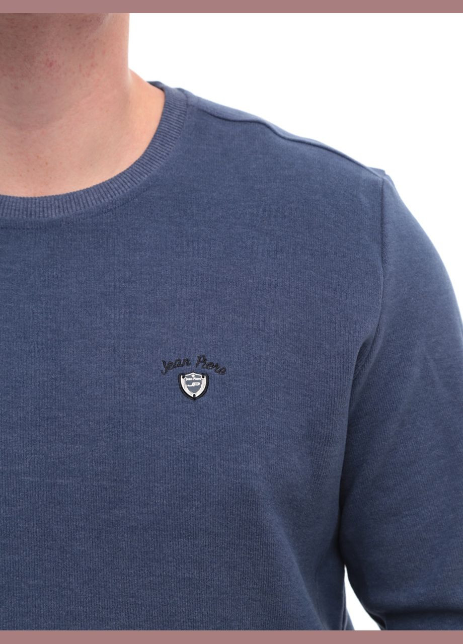 Синий демисезонный джемпер мужской синий прямой однотонный джемпер Jean Piere Пряма