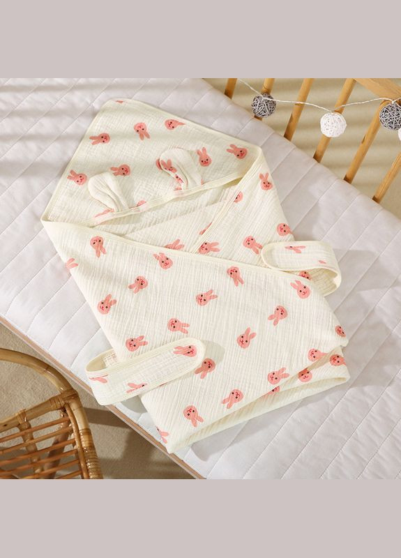 Рушник з капюшоном (куточком) муслін 85*90 зайчик No Brand бежевий