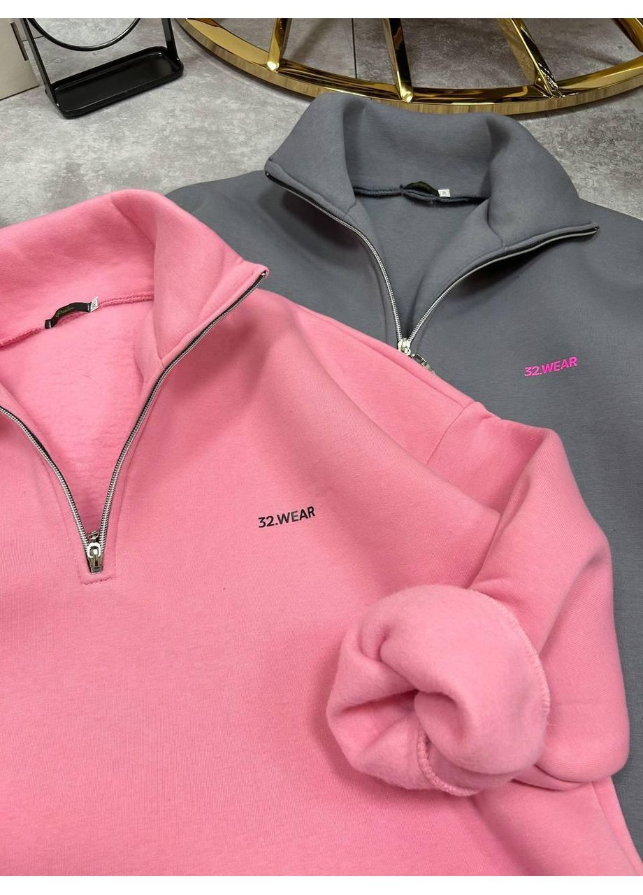 Худи женский оверсайз тепла с высоким горлом на змейке на осень JUGO STYLE H 348 (361146552)