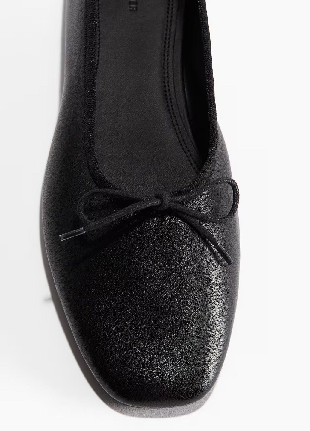 Женские балетки H&M | чёрные однотонные натуральная кожа (302671658)