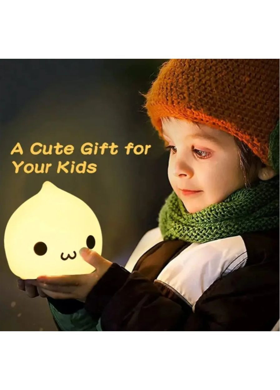 Ночник детский силиконовый белый, настольный LED ночник-капля с 7 цветами для безопасного сна No Brand (364191321)