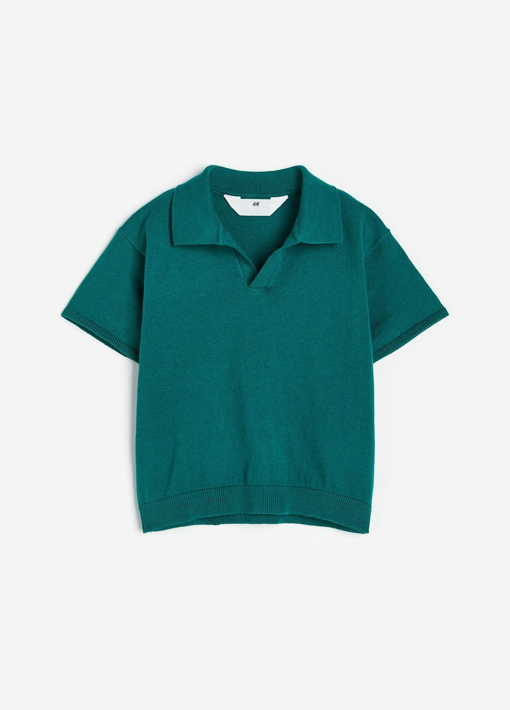 Изумрудная детская футболка-поло для мальчика H&M однотонная