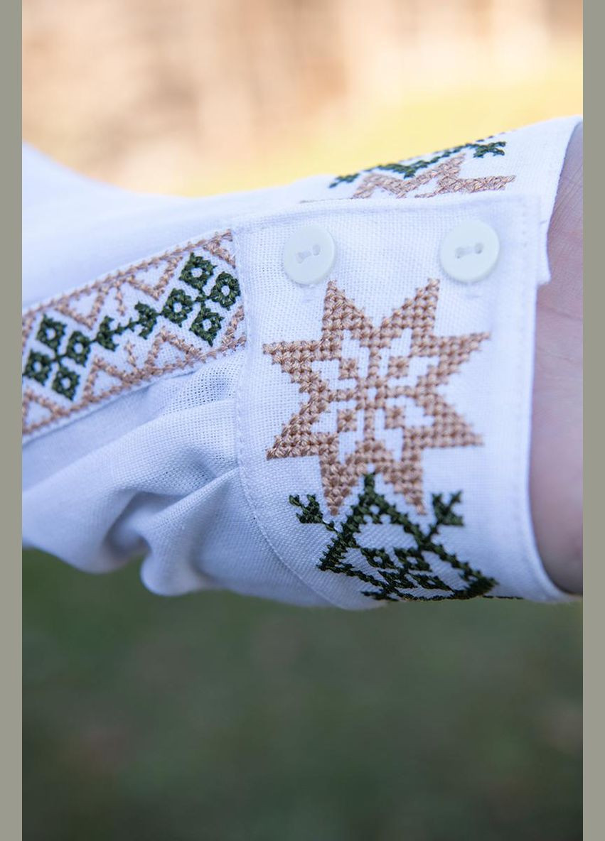 Біла чоловіча вишиванка винищувач V&V (300358768)