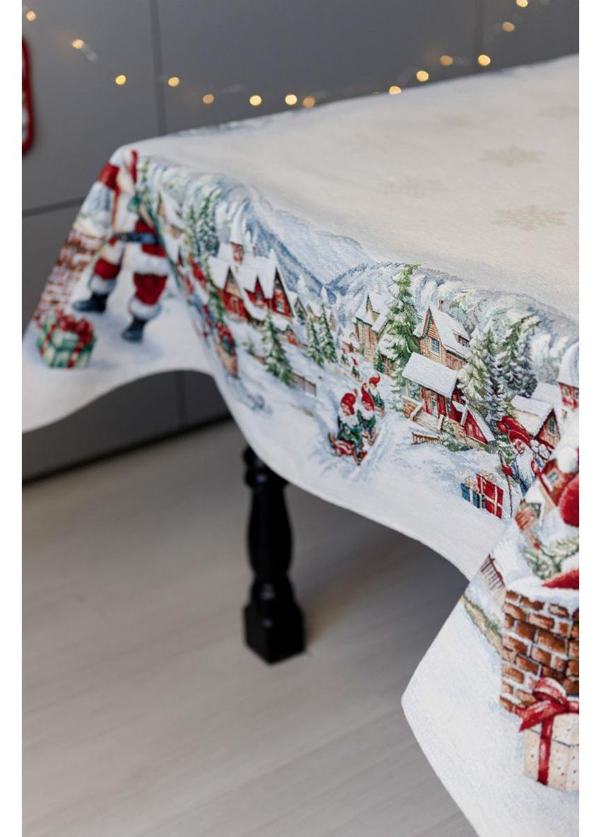 Скатертина гобеленова з велюром Снігова зима 135х220 см Прованс (366970006)