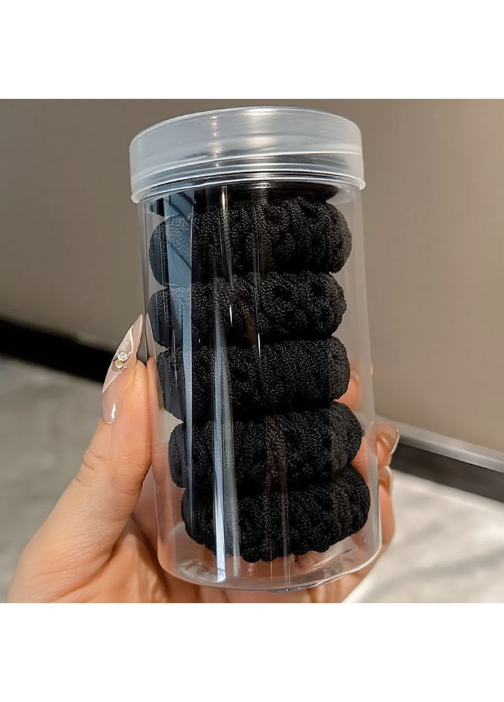 Набір жіночих гумок для волосся, пучків, хвостів м'які 6 шт, міцні, спандекс еластичні, однотонні чорні No Brand (369802816)