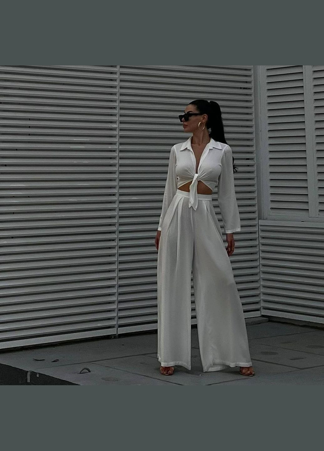 Женский костюм двойка укроченная кофта + широкие брюки MonCher (334100311)