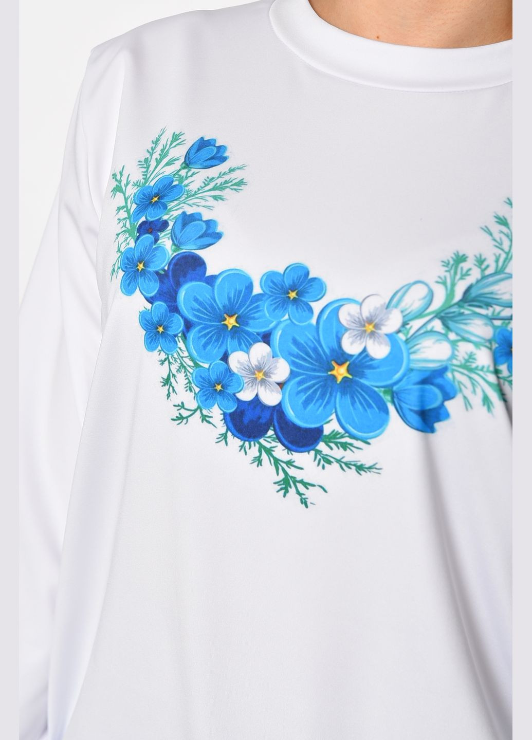 Білий світшот жіночий з малюнком білого кольору Let's Shop малюнок без декору (299764460)