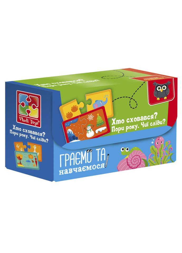 Пазлы Найди пару. Времена года. Чьи следы? Кто скрылся" VT5003-04 Рус Vladi toys (365640956)