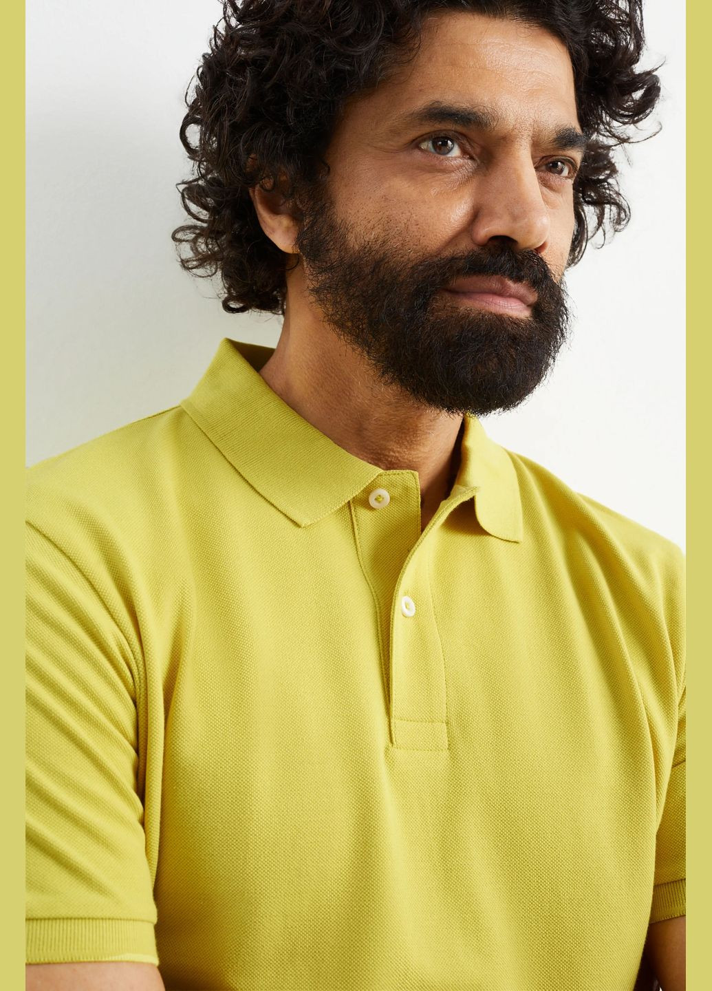 Желтая футболка-поло из хлопка для мужчин C&A однотонная