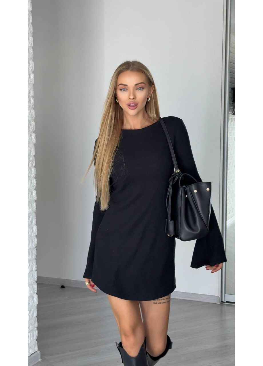 Черное вечернее женское платье длины мини из ангоры MonCher