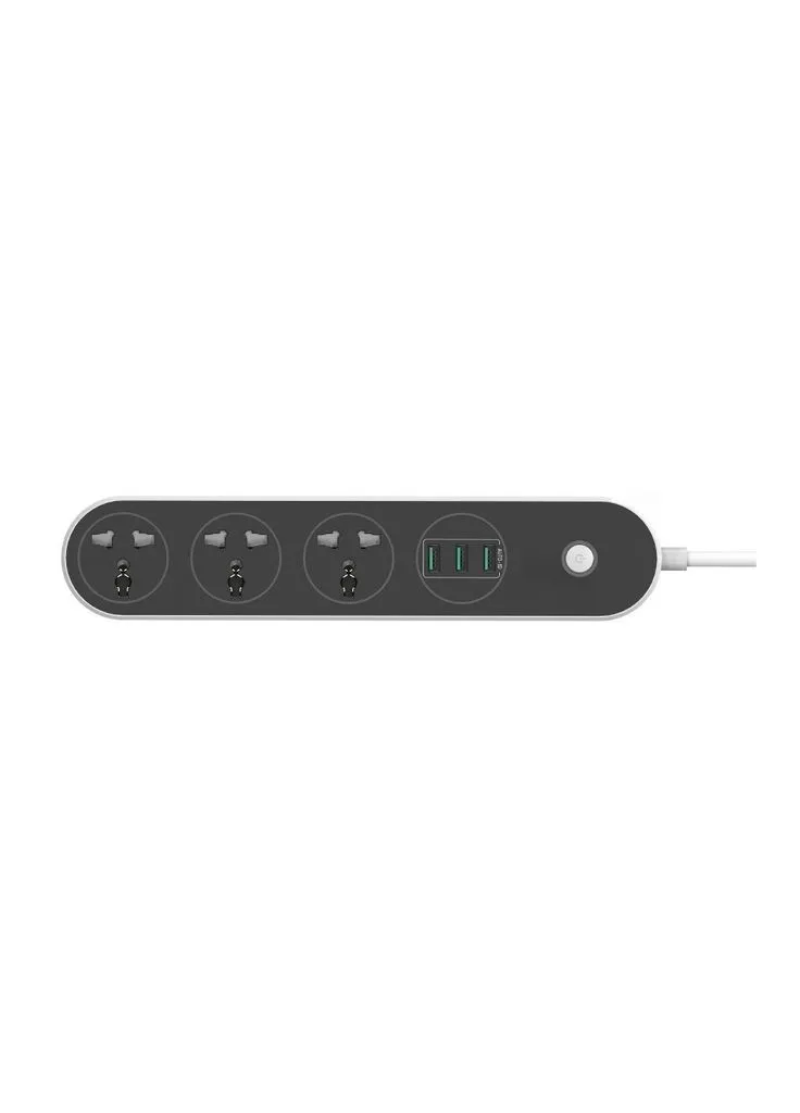 Мережевий фільтр живлення CW-CHU33B, 3 розетки/3USB Black 1.8M (CW-CHU33B) Colorway (385852113)