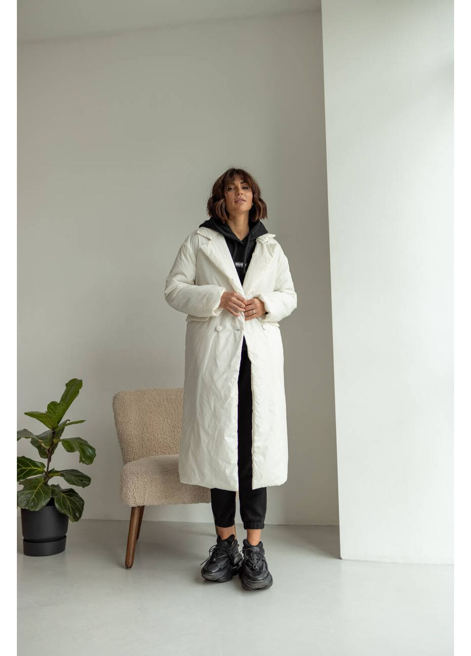Молочне демісезонне Жіноче пальто MONRO з плащової тканини (mil486) milirud