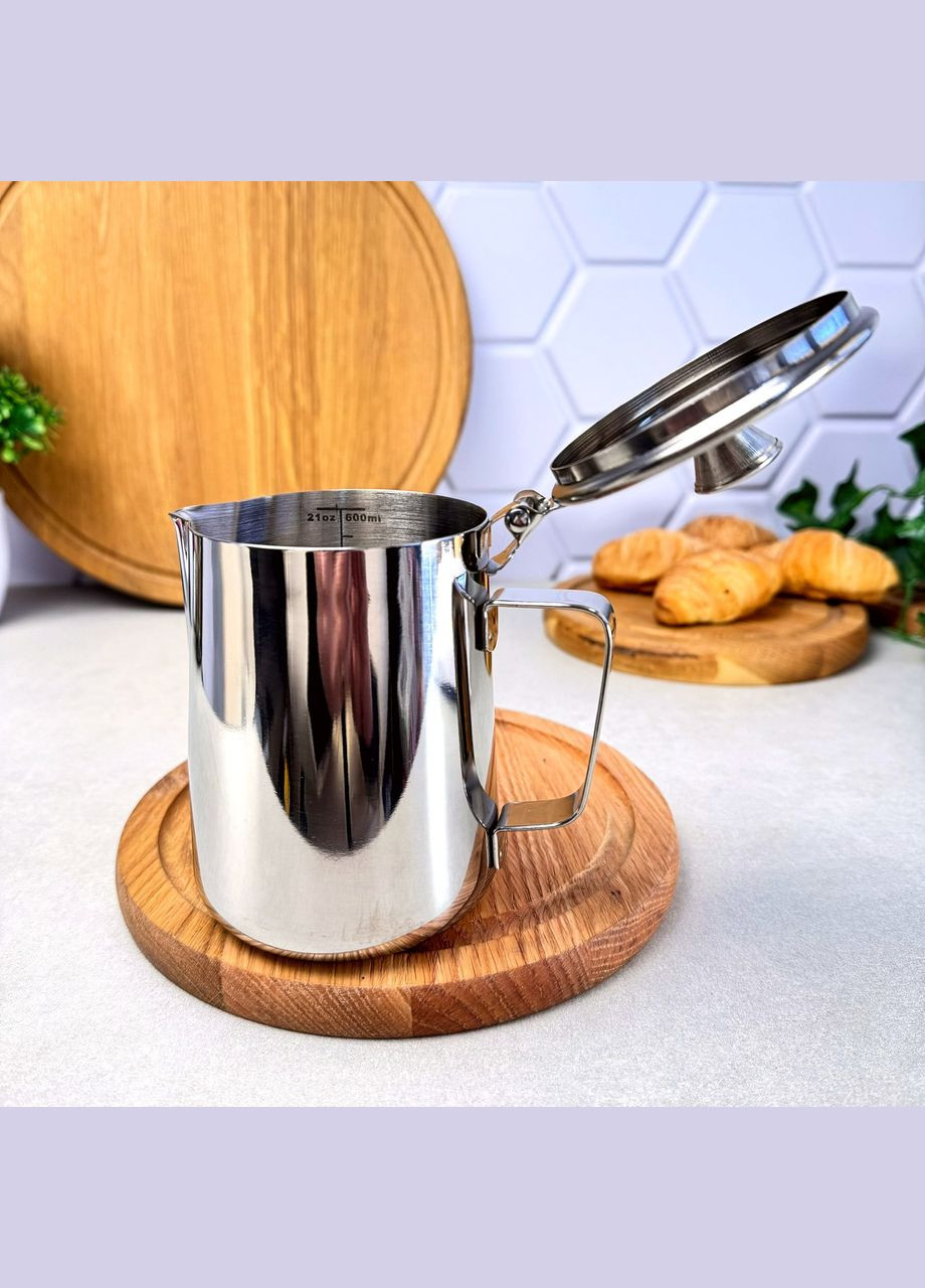 Джаг для молока из нержавеющей стали с крышкой 600 мл Kamille (311601806)