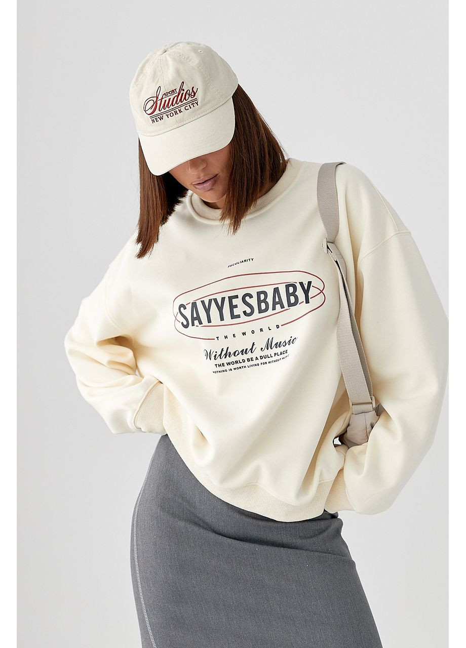 Кремовий теплий спортивний світшот із начосом Lurex (353036874)