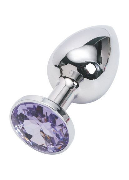 Середня анальна пробка з бузковим кристалом у чохлі 8*3.4 см Металева No Brand (340914562)