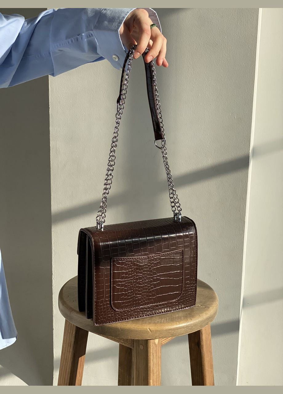 Женская сумка кросс-боди рептилия коричневая No Brand (292631121)