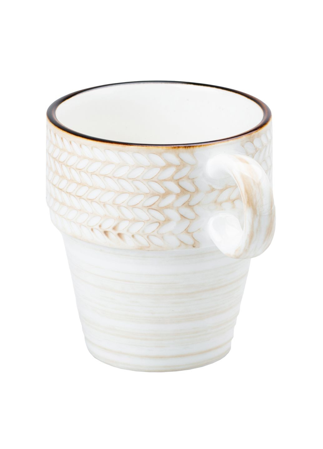 Чашка керамічна у стилі ретро 350 мл, білий Happy Life HP23384 No Brand (352061137)