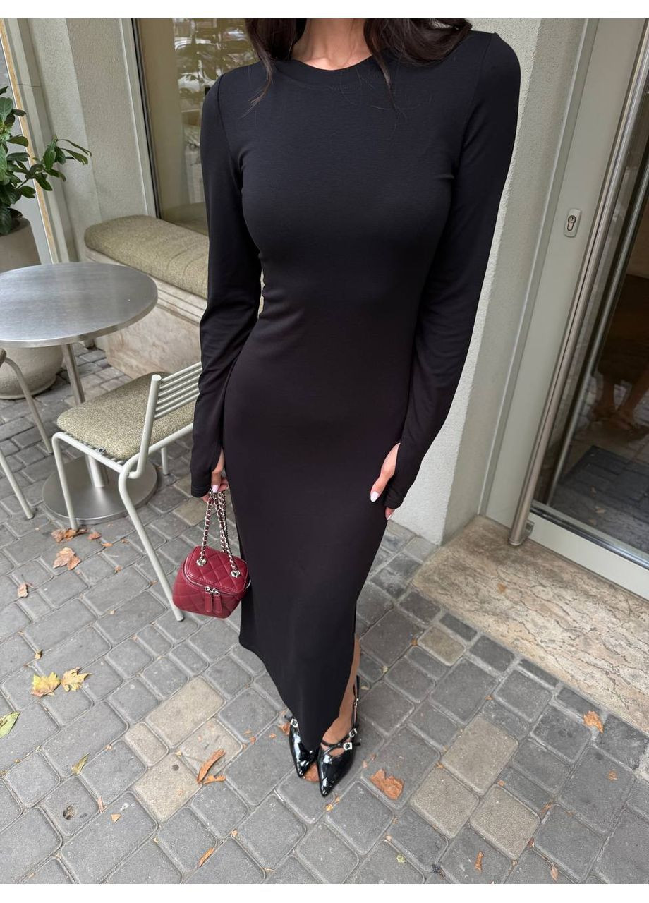 Чорна жіноча сукня з розрізом віскоза No Brand