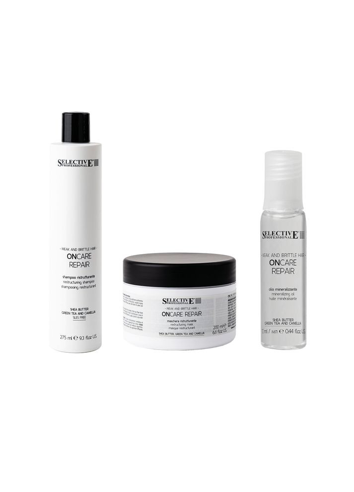 Набор ONCARE REPAIR: Шампунь 275 мл, Липидная маска 200 мл + Mineralizer 13 мл Selective Professional (338619165)