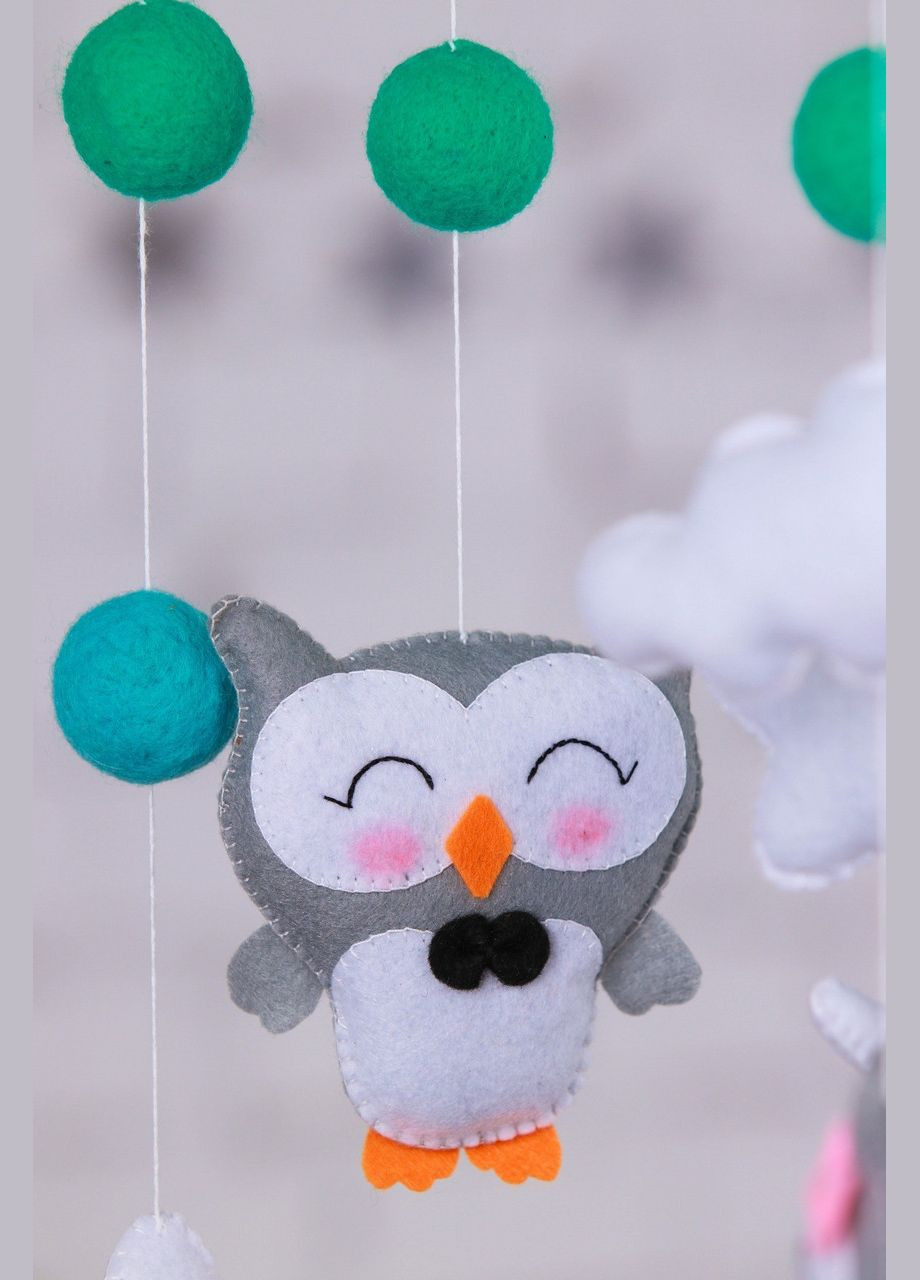 Дитячий мобіль на ліжечко для немовлят WooolyWool «Совушки» No Brand (342757862)