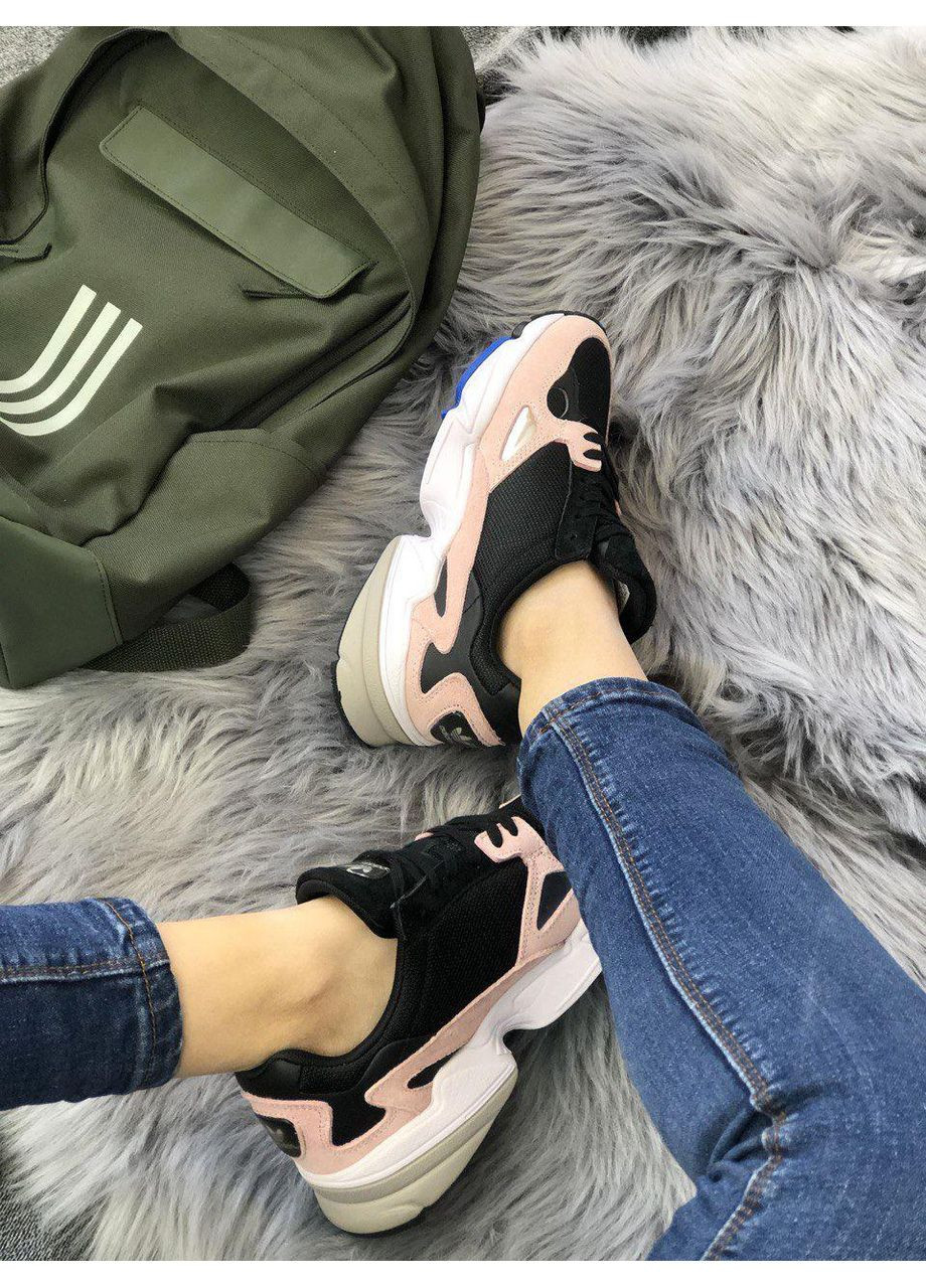 Рожеві Осінні кросівки чоловічі adidas falcon pink black white адідас No Brand