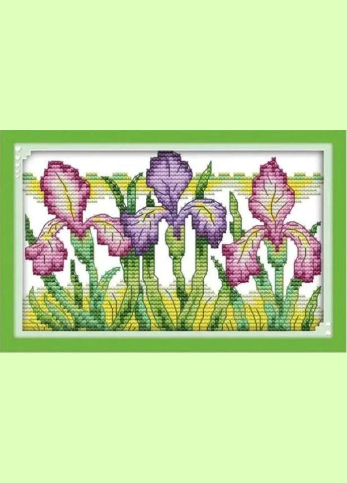 Набір для вишивання за нанесеною на канву схемою "Gorgeous iris". AIDA 14CT printed 20*14 см Joy Sunday (313613197)