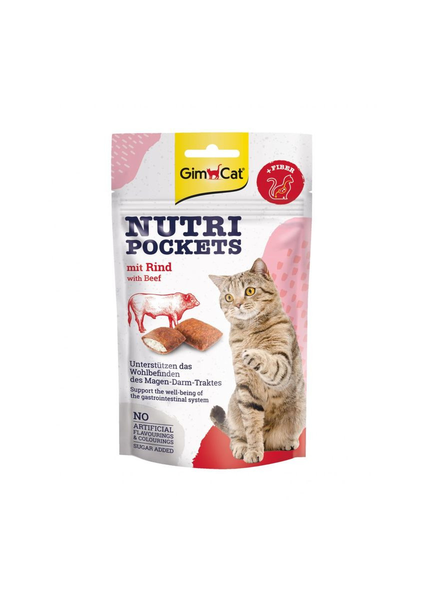 Лакомство для кошек GimCat Nutri Pockets Beef & Malt, 60 г Gimpet (293408407)