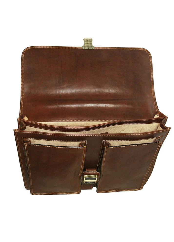 Великий шкіряний портфель чоловічий Italico 8013 cognac Tony Perotti (303830980)