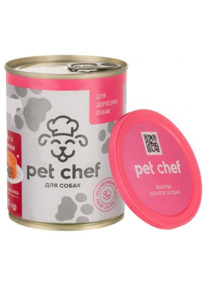 Консерви для собак паштет з яловичиною 360 г (4820255190259) Pet Chef (279564871)