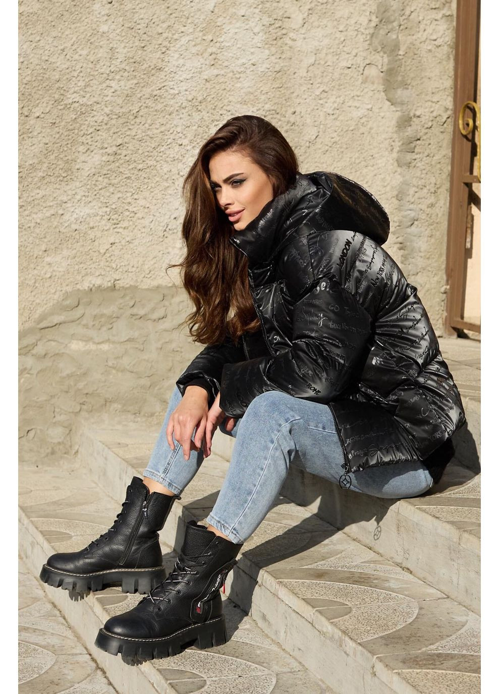 Черная зимняя куртка пуховик 1905.4941 Seventeen