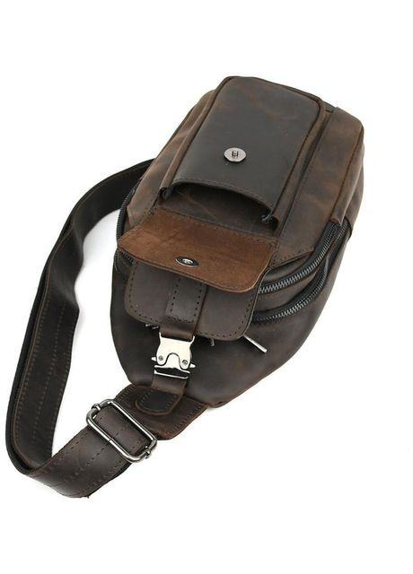 Сумка слінг через плече чоловіча шкіряна Коричневий 35676 TARWA (334285433)