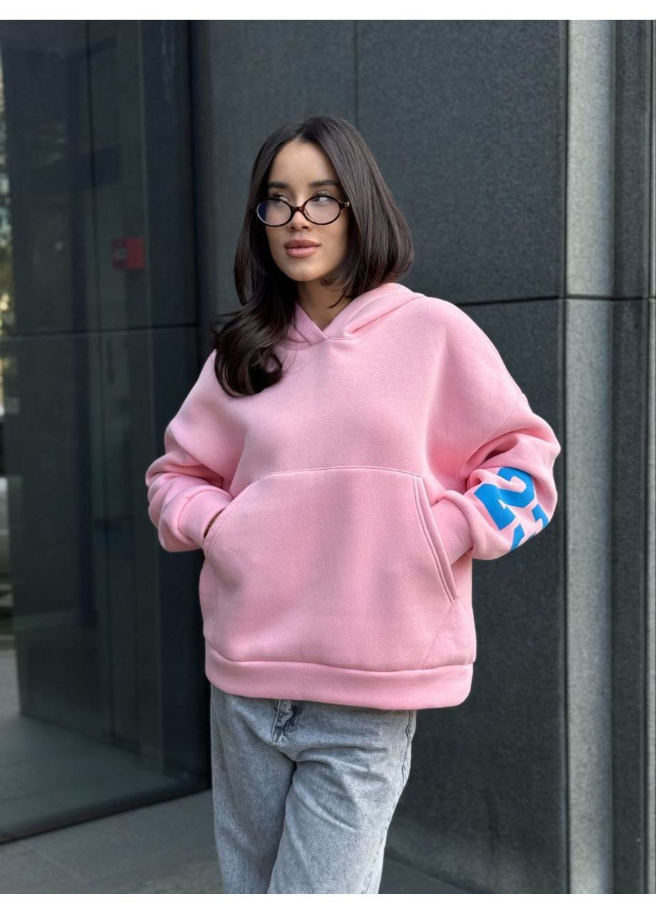 Жіноче спортивне худі на флiсi рожевого кольору 35501 Fashion (365642359)