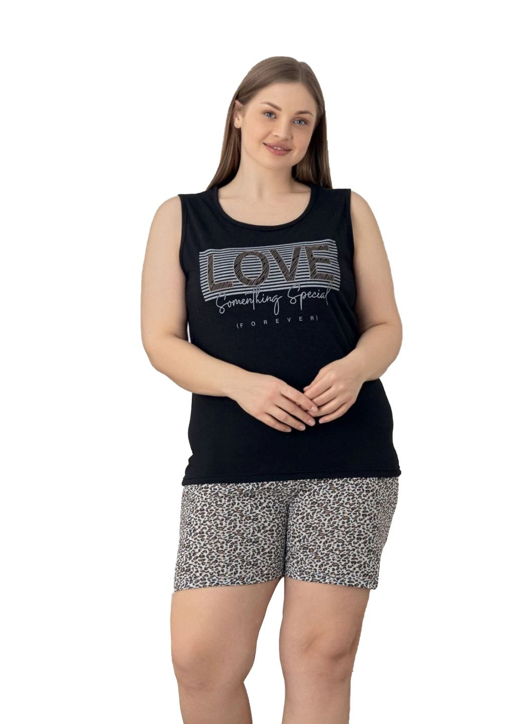 Чорна всесезон піжама жіноча майка + шорти Ruyam