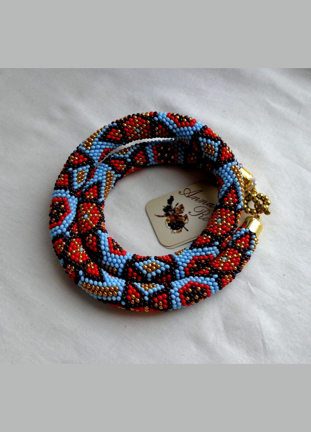 Джгут з бісеру ручної роботи блакитний "Бірюзова казка" No Brand (358224465)