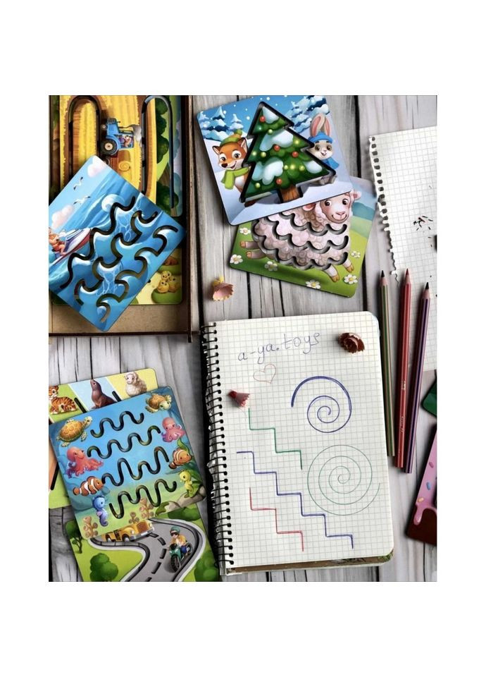 Деревянные трафареты для детей маленькие, 12 шт. Ubumblebees (365640906)