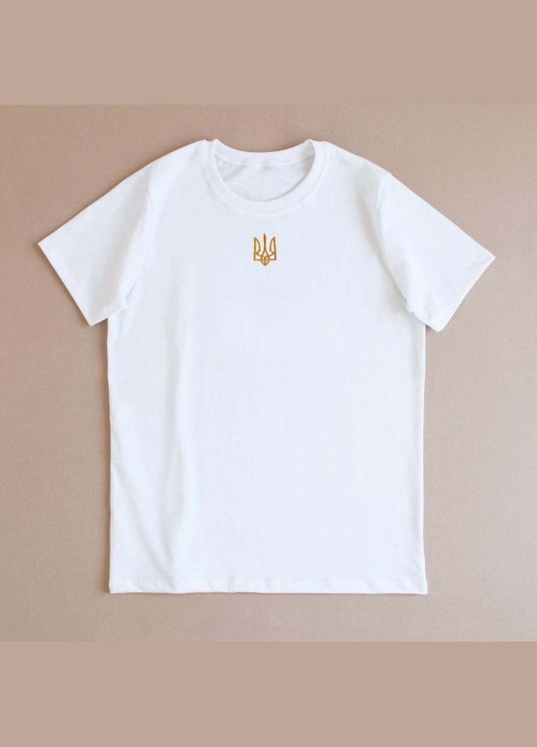 Біла футболка з тризубом на грудях як у президента біла Ladan