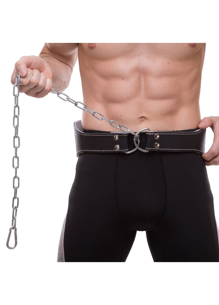 Пояс для отягощений кожаный (кожа, ширина-7in (18см), с цепью, ) (SB-165128) Zelart (361437001)