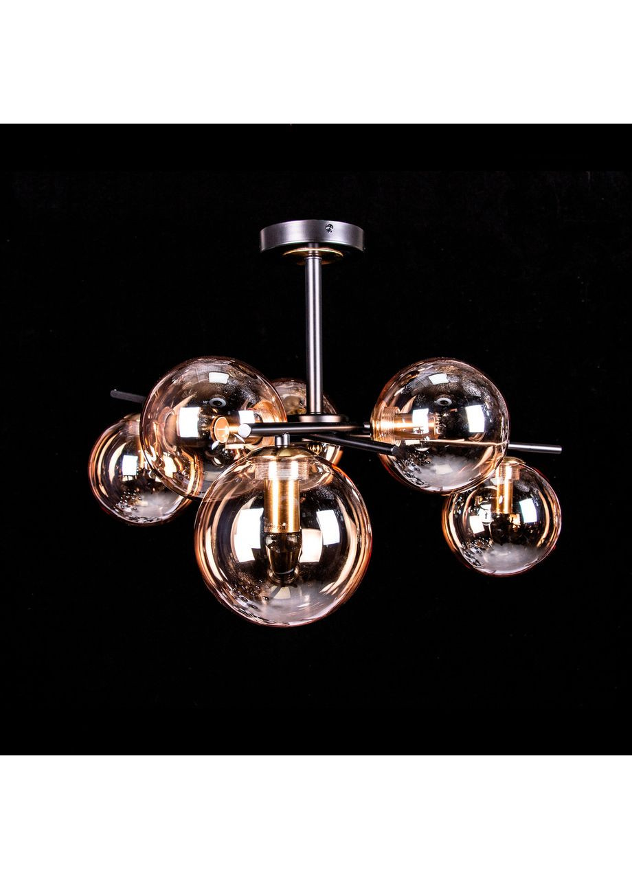 Люстра стельова в стилі ЛОФР на 6 лампочок 29230/6 BK/BK+copper No Brand (352229823)