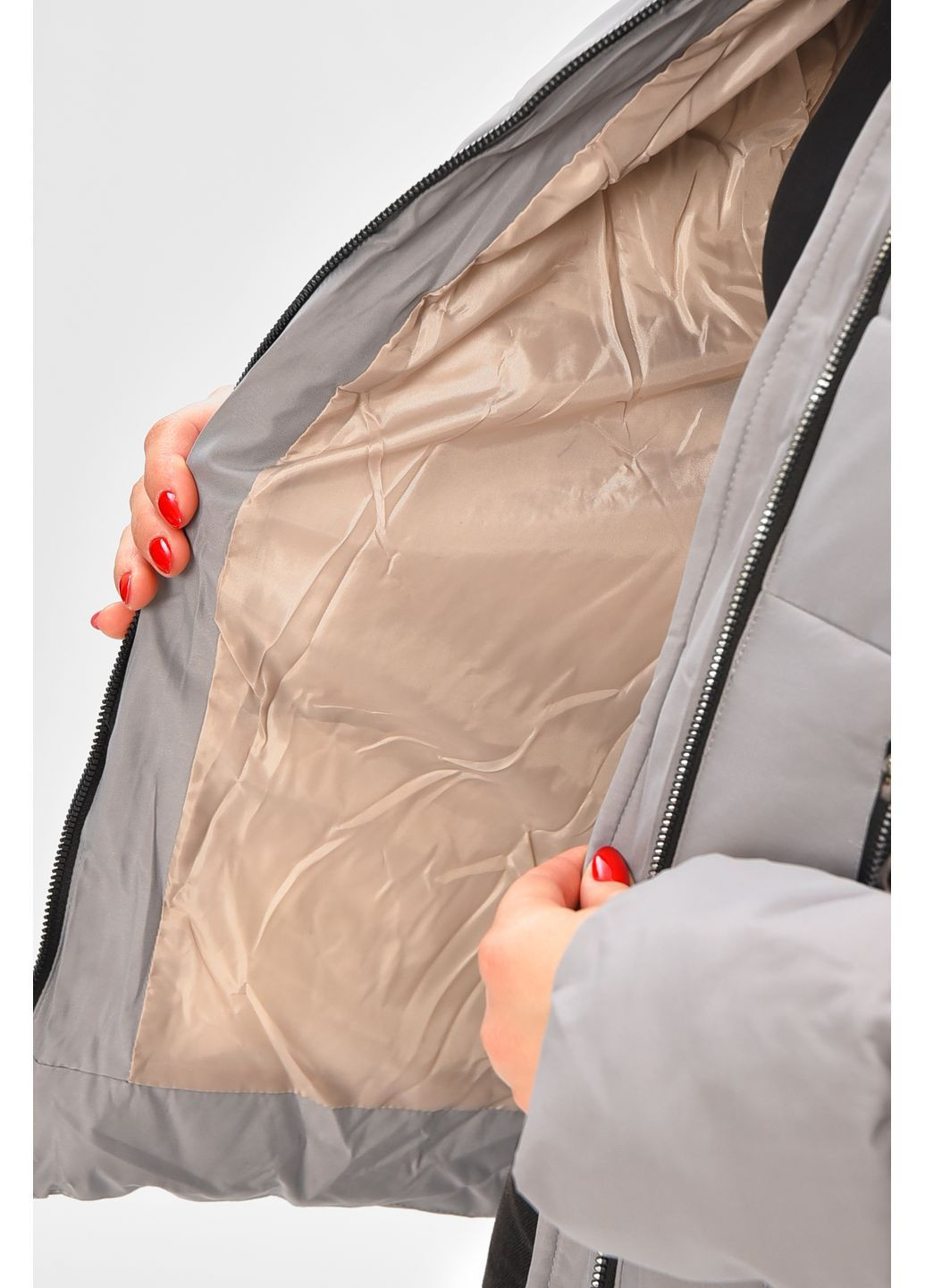 Сіра демісезонна куртка жіноча демісезонна сірого кольору Let's Shop