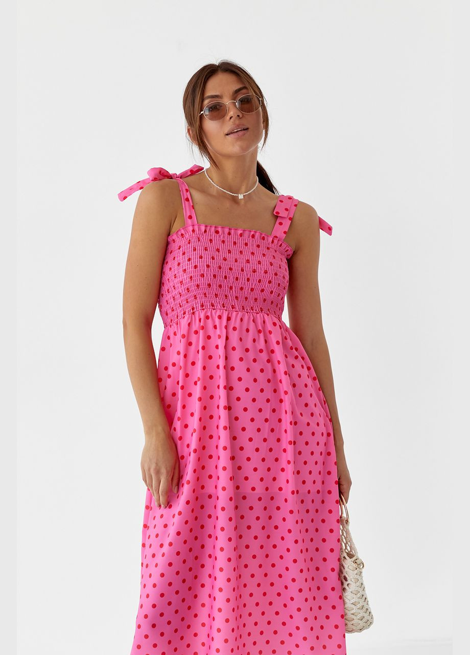 Довгий жіночий сарафан на бретелях-зав'язках Liton (296908997)