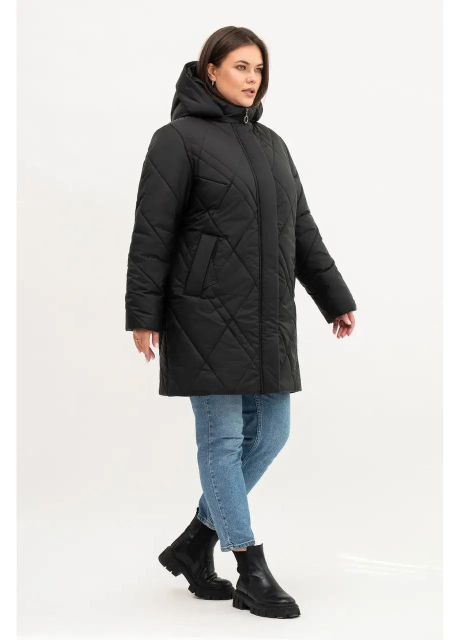 Черная куртка женская зимняя большого размера SK