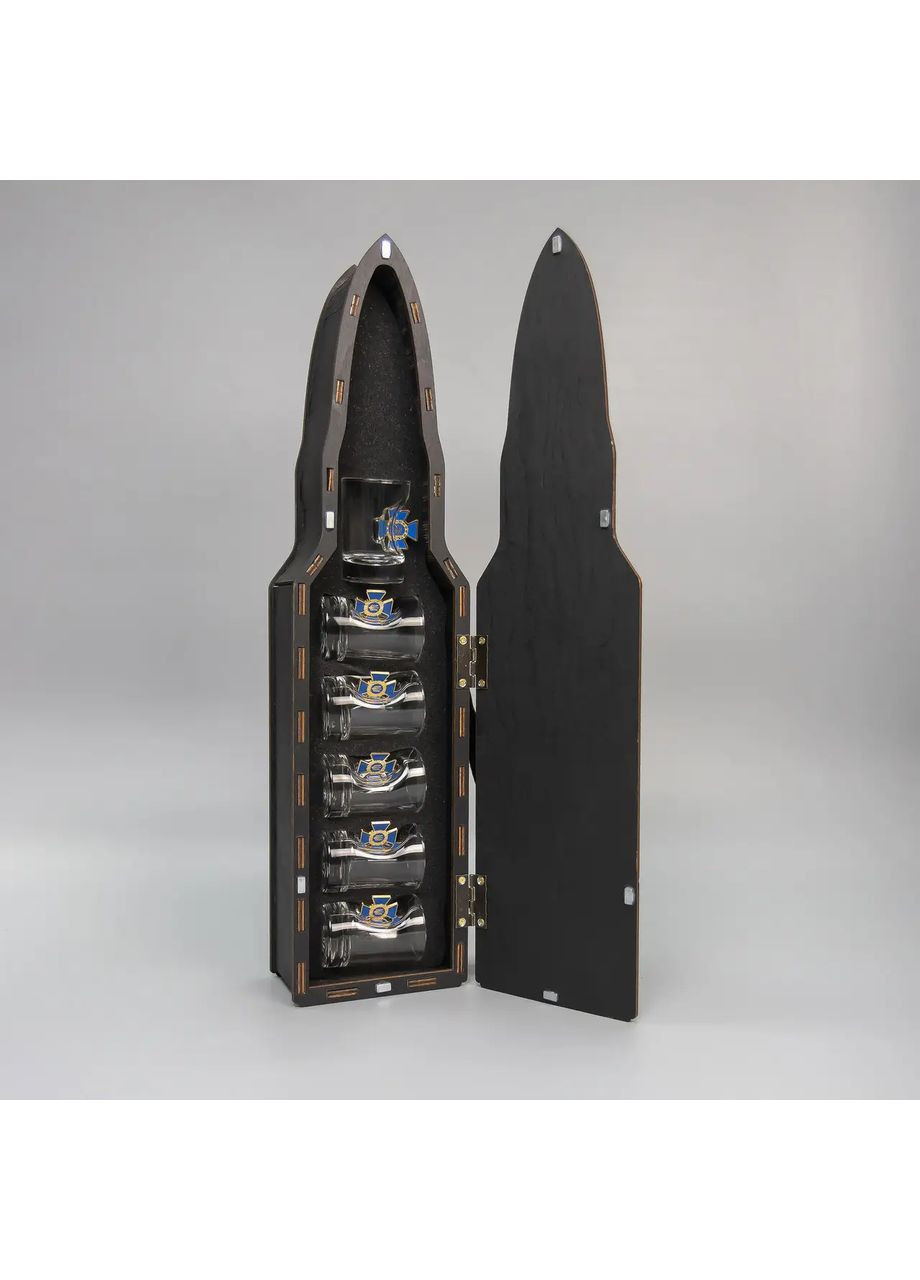 Подарочная стопка для водки 6 шт со вставками СБУ | Деревянная упаковка Handmade 225-001-051 (366889327)