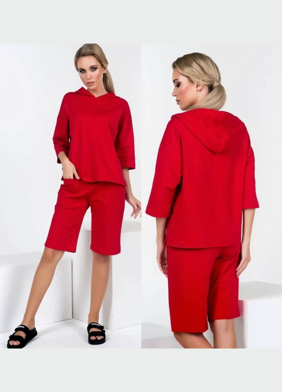 Женский костюм двойка с шортами цвет красный р.50/52 453626 New Trend (286329951)