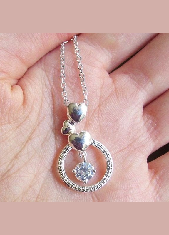 Підвіска на ланцюгу у сріблі 925 з фианитом серце Ніка Fashion Jewelry (336949595)