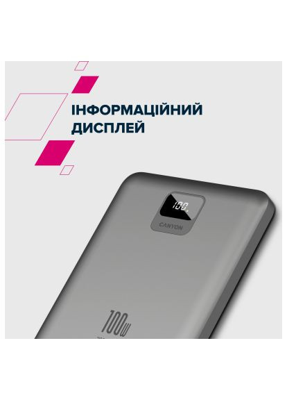 Батарея універсальна (CNE-CPB2008DG) Canyon PB-2008 20000mAh PD/100W Q.C/3.0 (369882921)