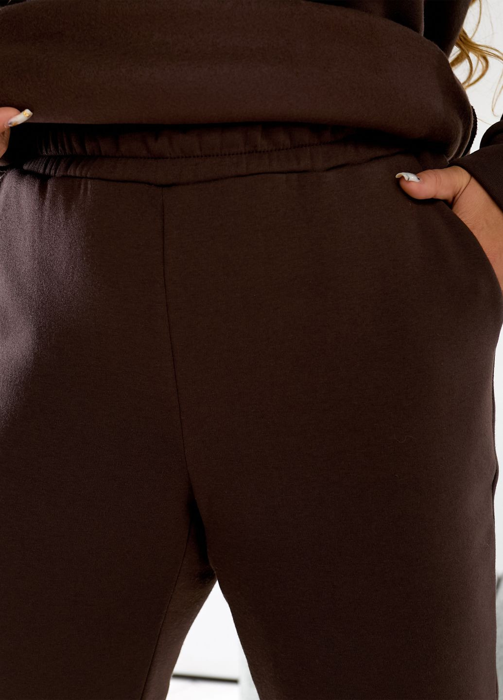 Спортивний костюм жіночій оверсайз зимовий із тринитки з начосом (худі + штани) No Brand (361269449)