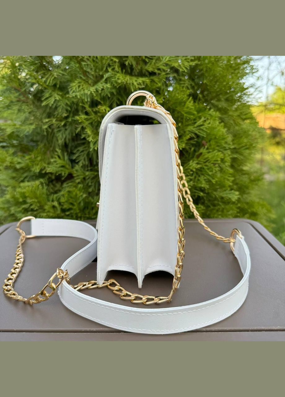 Женская мини сумочка клатч на плечо с цепочкой Молочный с золотом No Brand (298997610)