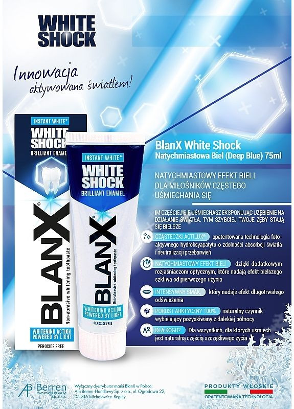 Відбілювальна зубна паста White Shock Instant White Brilliant Enamel Toothpaste 75ml (2-966384) Blanx (369796201)