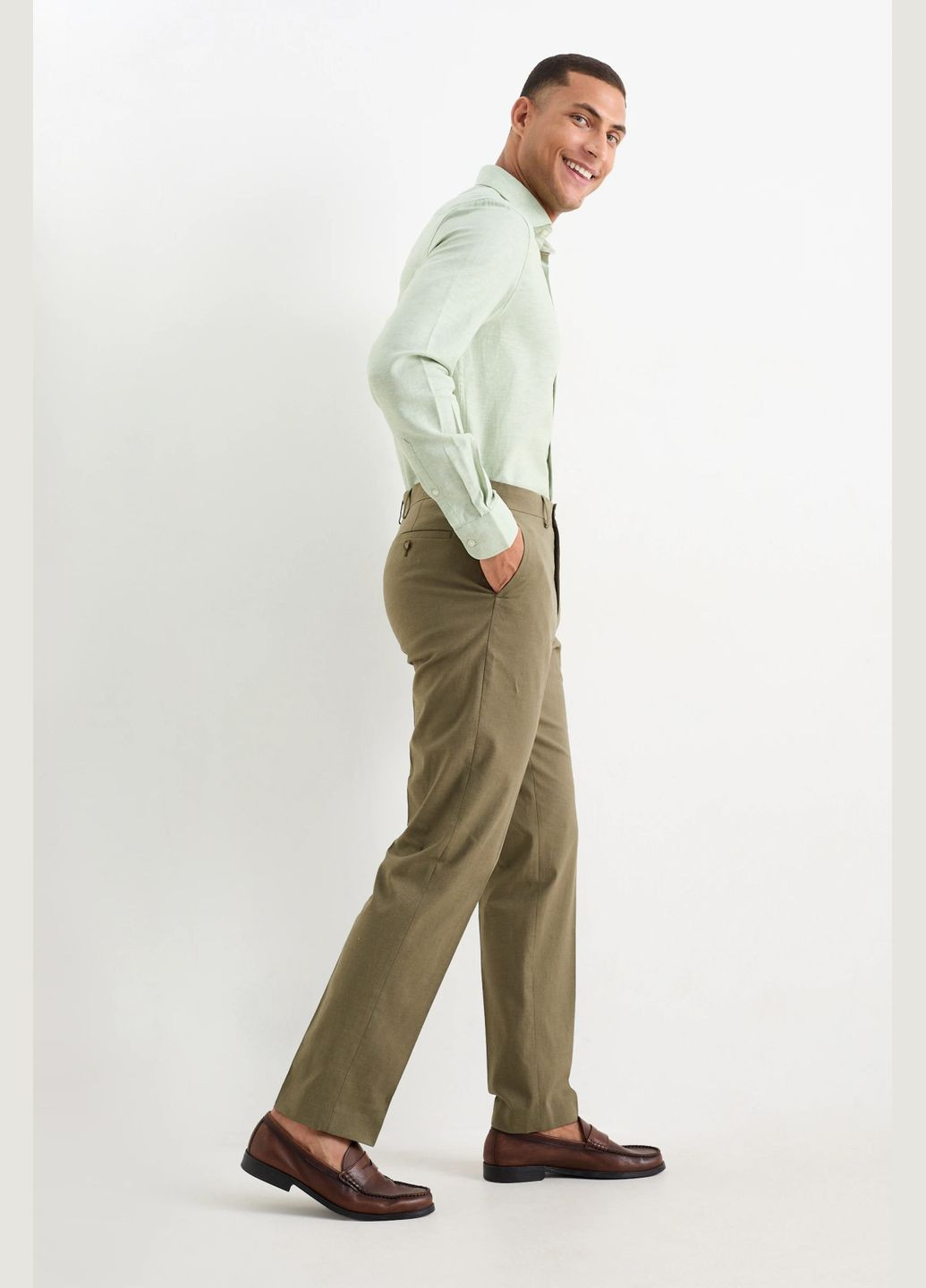 Хаки кэжуал летние брюки C&A